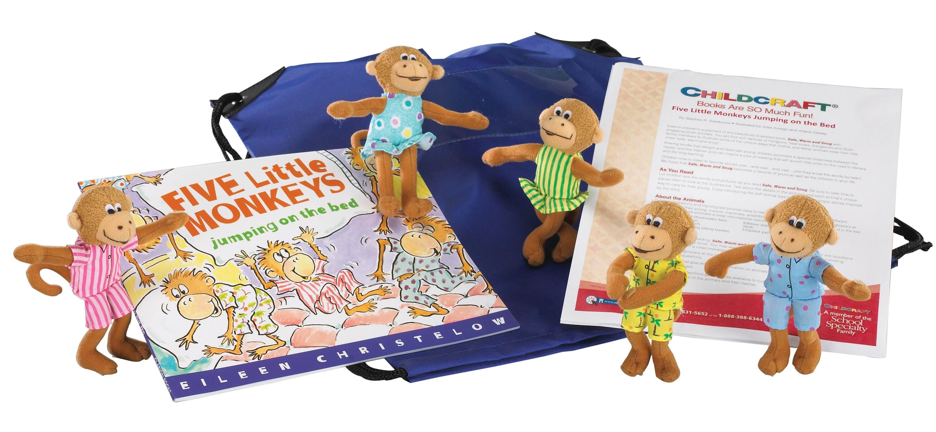 Childcraft Five Little Monkeys Literacy Bag, Book, and Plush Pals 1433140
